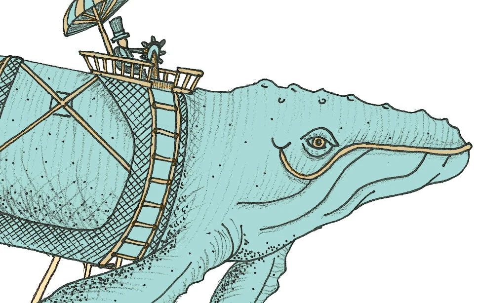 7th wave key west business card design illustration