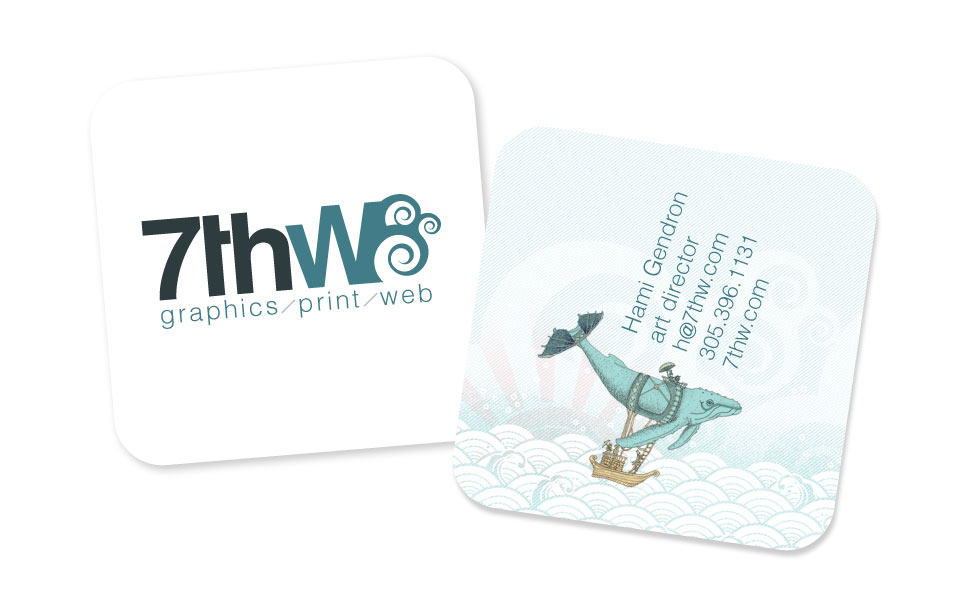7th wave key west business card design rounded corner